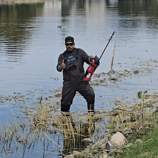 Utah Water Gardens crew performing pond maintenance in Salt Lake Valley Utah