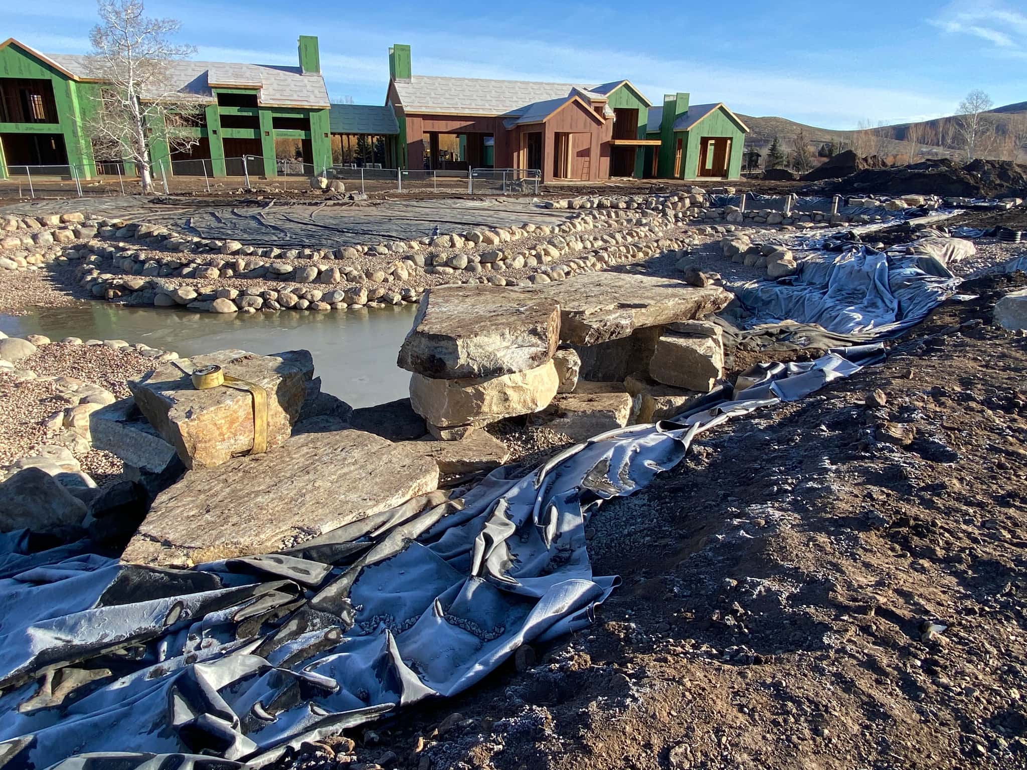 Beautiful koi pond with integrated filtration systems