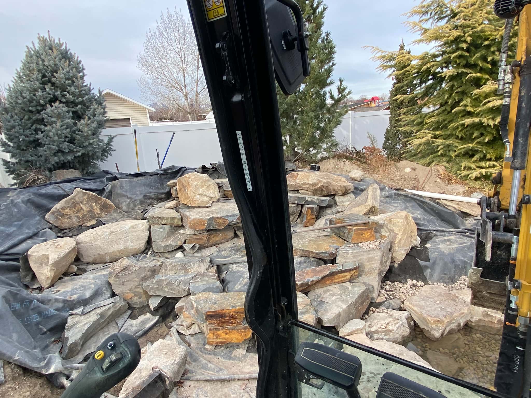 Meandering stream construction with natural flow