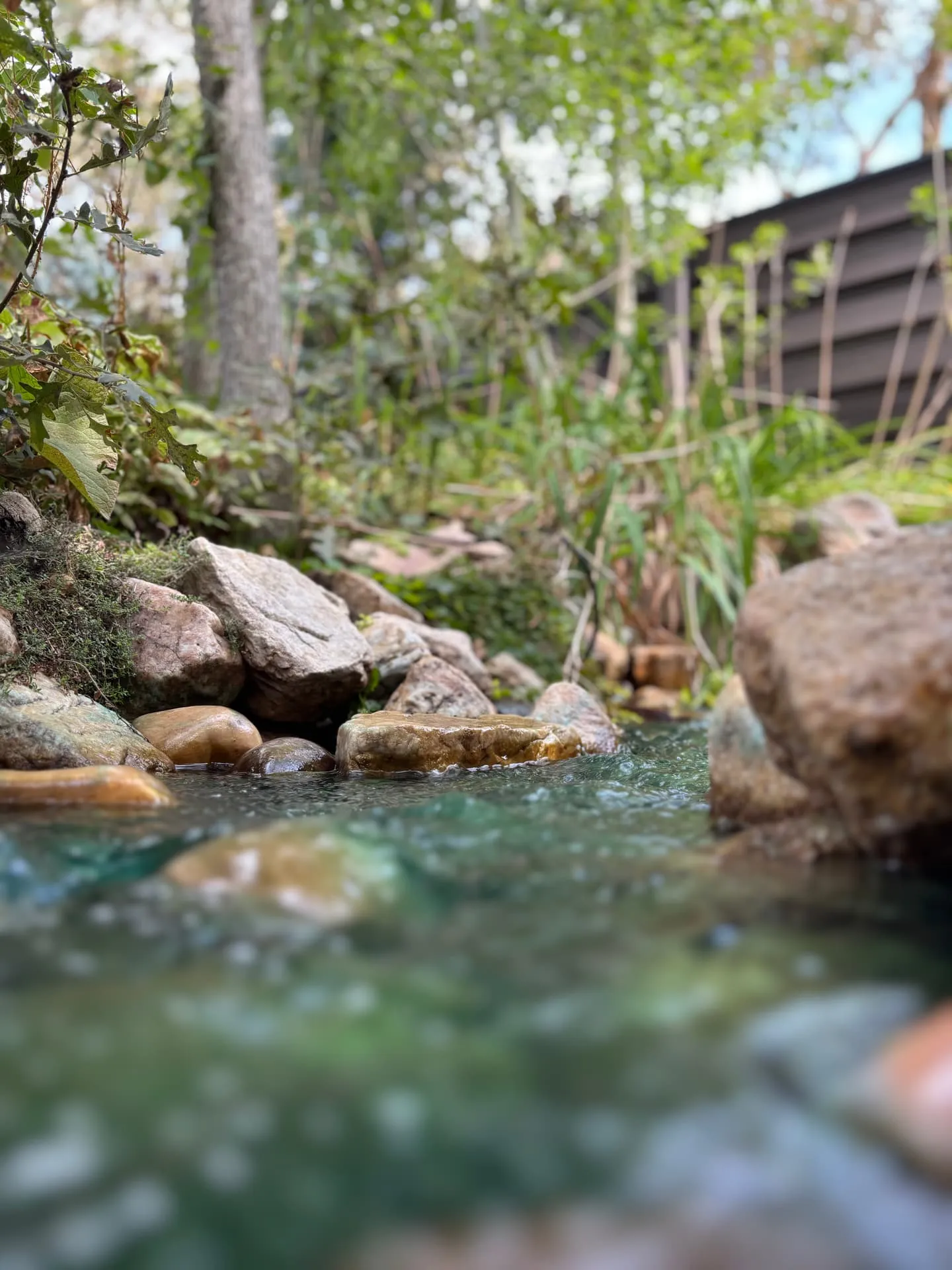 Finished water feature landscape integration