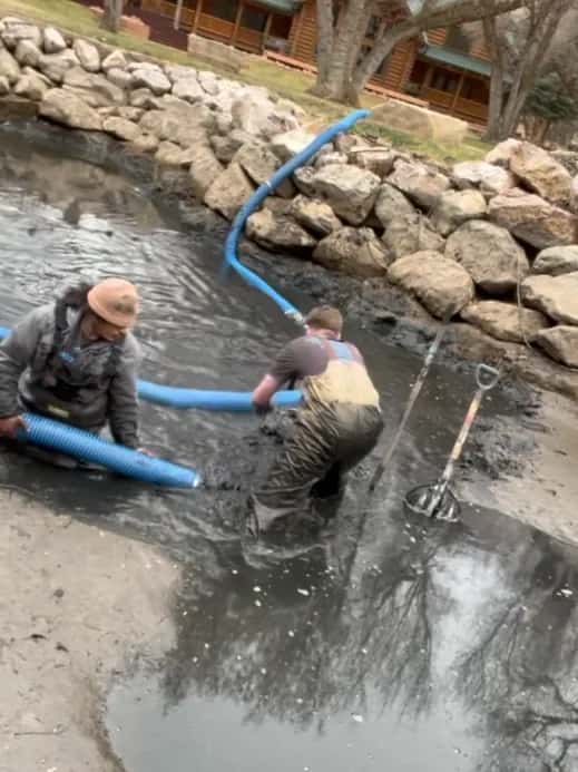 Pond vacuum service before and after: sediment removal and improved clarity