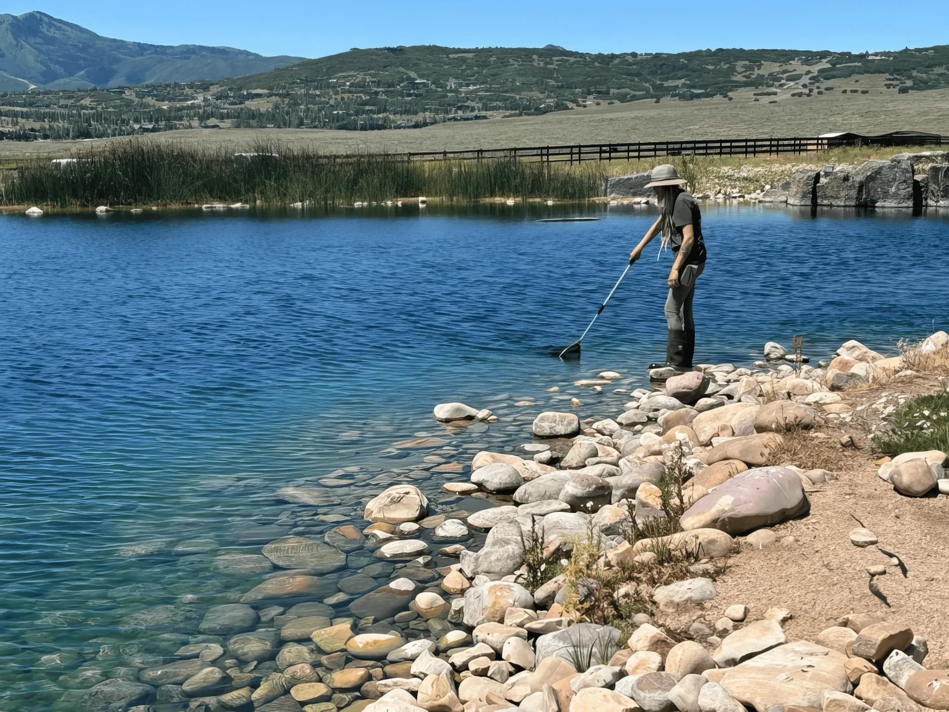 Skimming and debris removal during pond maintenance